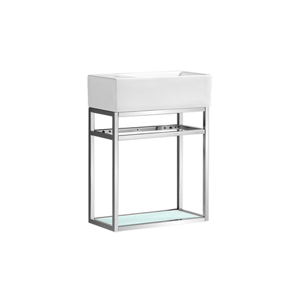 Swiss Madison, Pierre 19.5 Single, Open Shelf, Chrome Metal Frame Bathroom Vanity