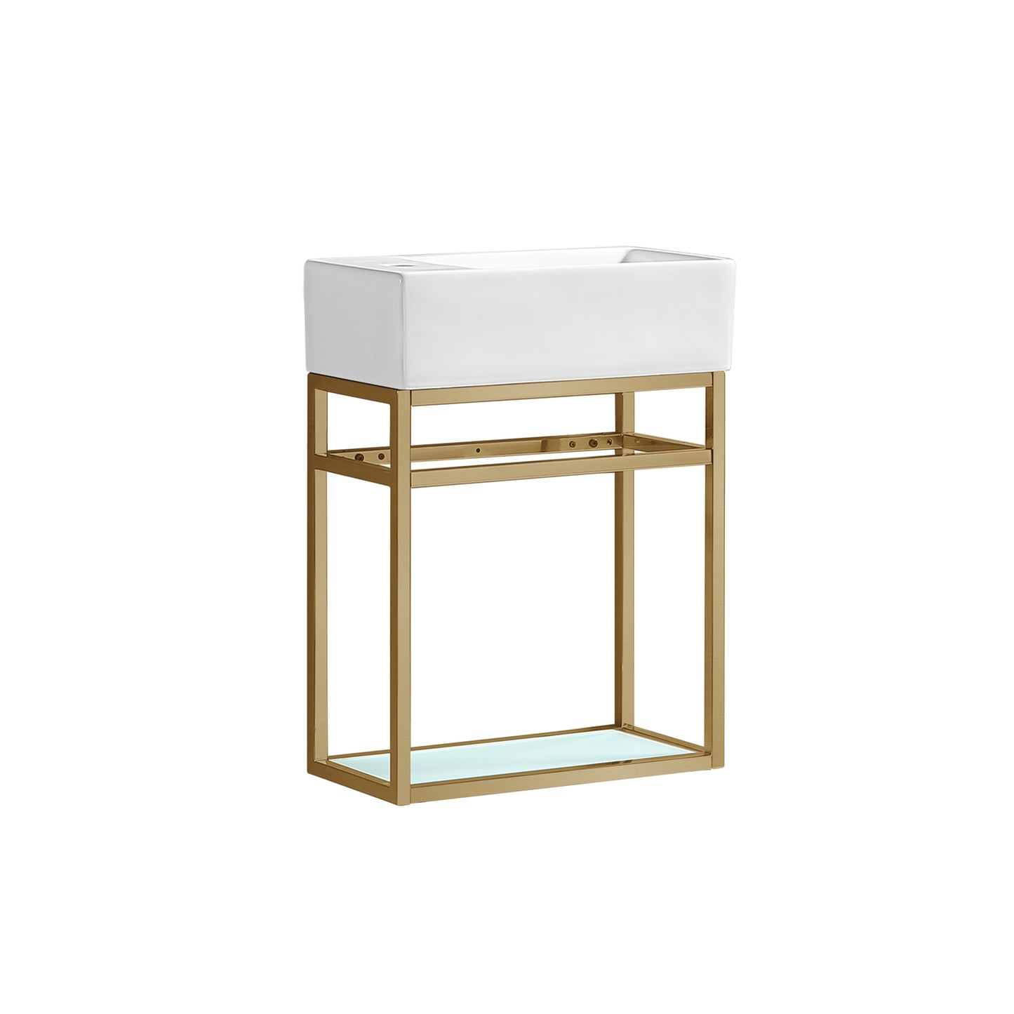 Swiss Madison, Pierre 19.5 Single, Open Shelf, Gold Metal Frame Bathroom Vanity