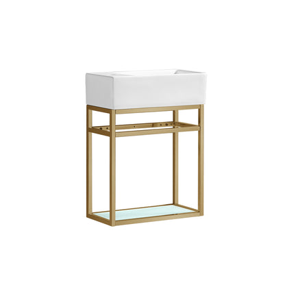 Swiss Madison, Pierre 19.5 Single, Open Shelf, Gold Metal Frame Bathroom Vanity