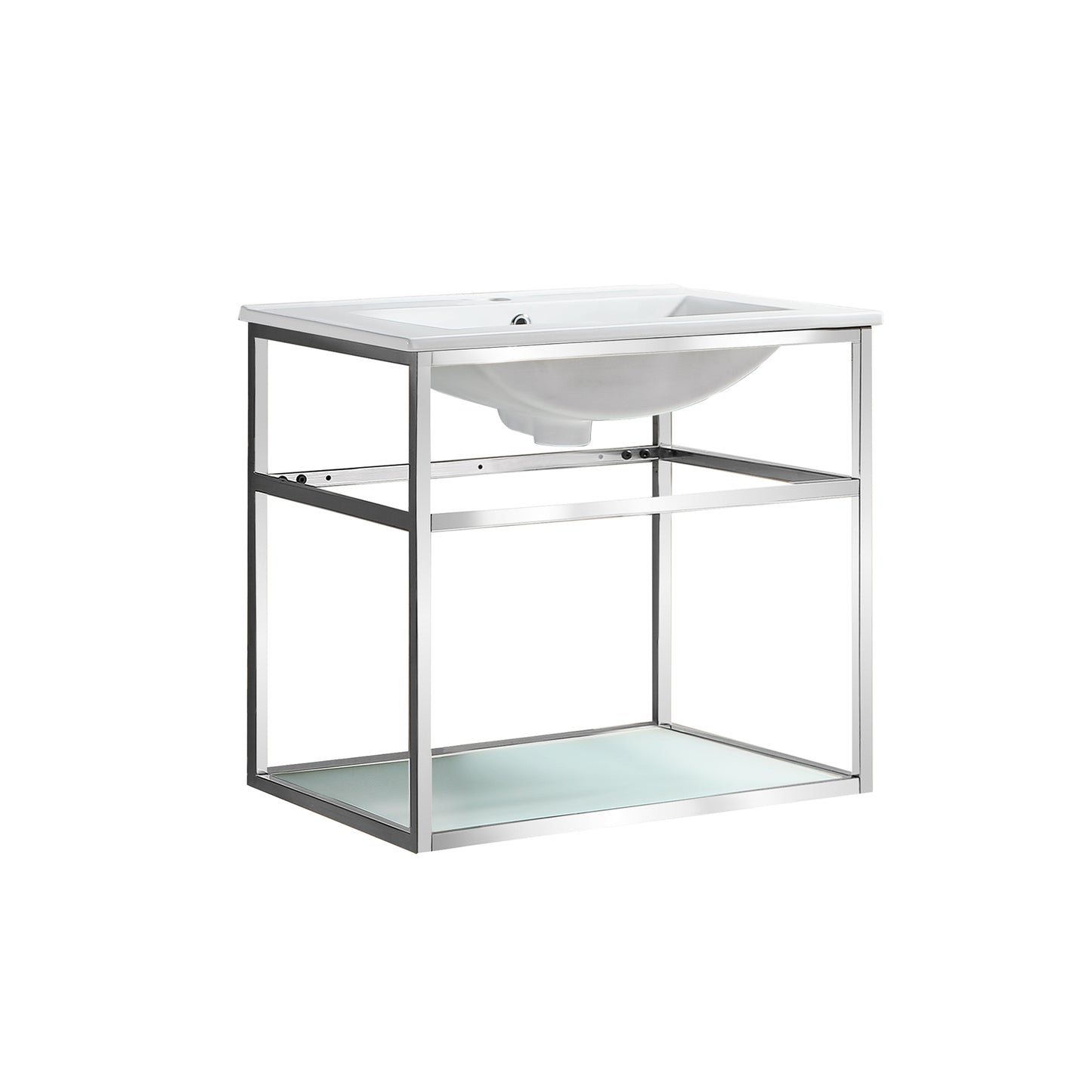 Swiss Madison, Pierre 24 Single, Open Shelf, Chrome Metal Frame Bathroom Vanity