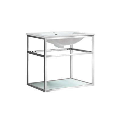 Swiss Madison, Pierre 24 Single, Open Shelf, Chrome Metal Frame Bathroom Vanity