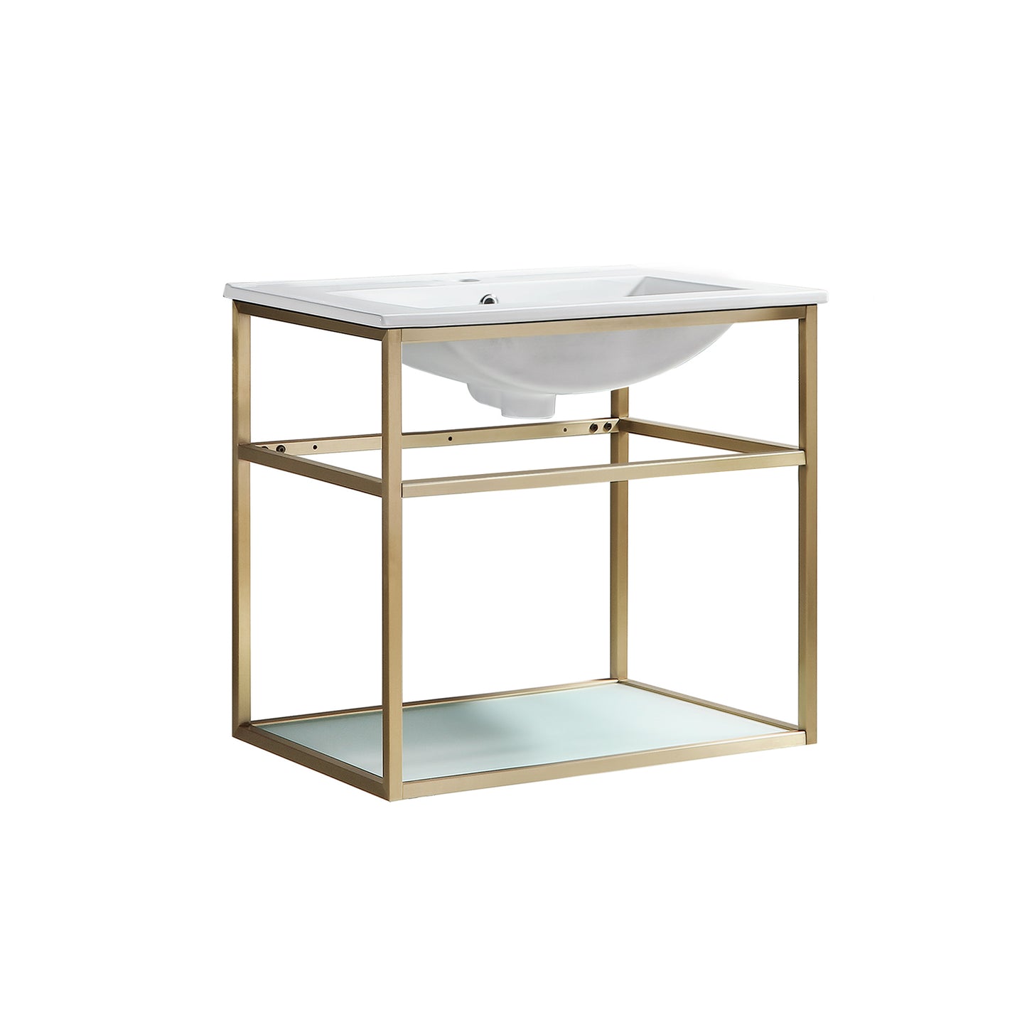 Swiss Madison, Pierre 24 Single, Open Shelf, Gold Metal Frame Bathroom Vanity