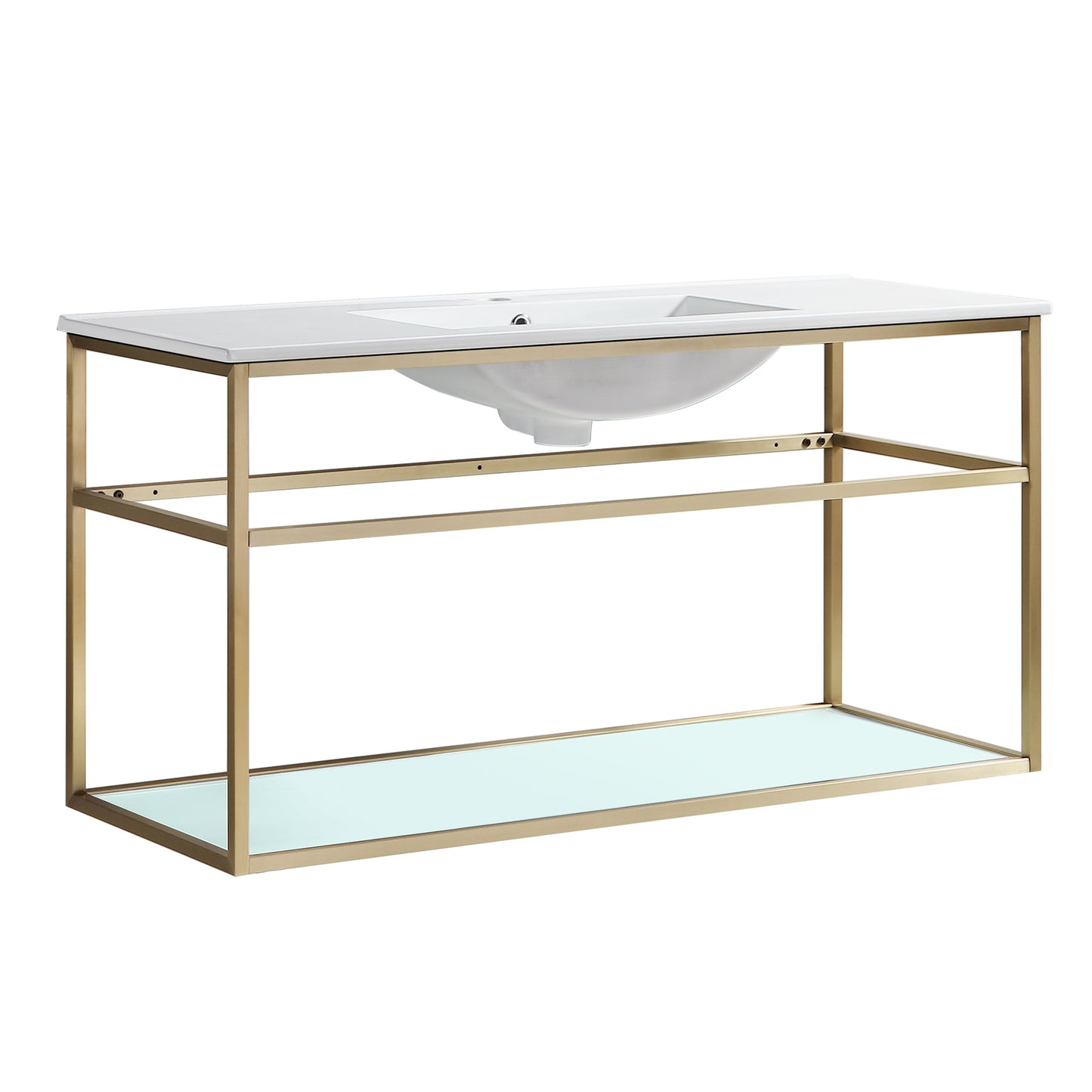 Swiss Madison, Pierre 48 Single, Open Shelf, Gold Metal Frame Bathroom Vanity