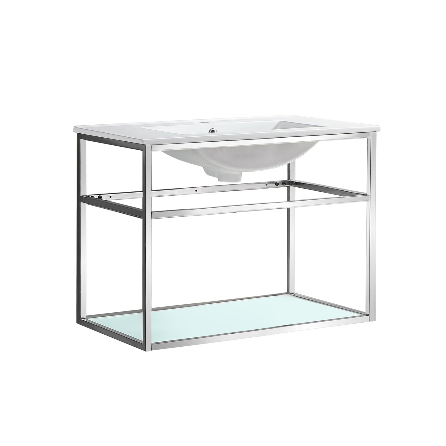 Swiss Madison, Pierre 30 Single, Open Shelf, Chrome Metal Frame Bathroom Vanity
