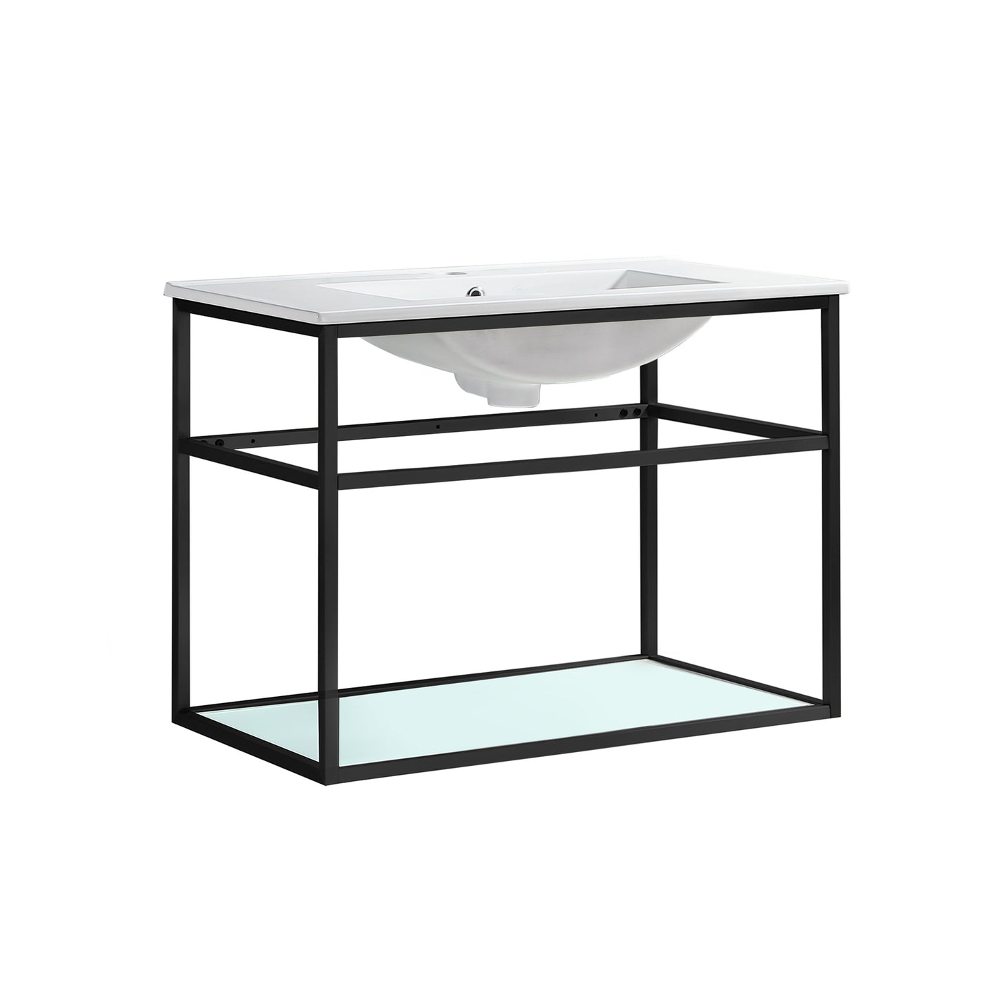 Swiss Madison, Pierre 30 Single, Open Shelf, Matte Black Metal Frame Bathroom Vanity