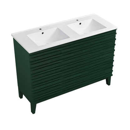 Swiss Madison Cascade 48-inch freestanding bathroom vanity in Green Oak — view 2