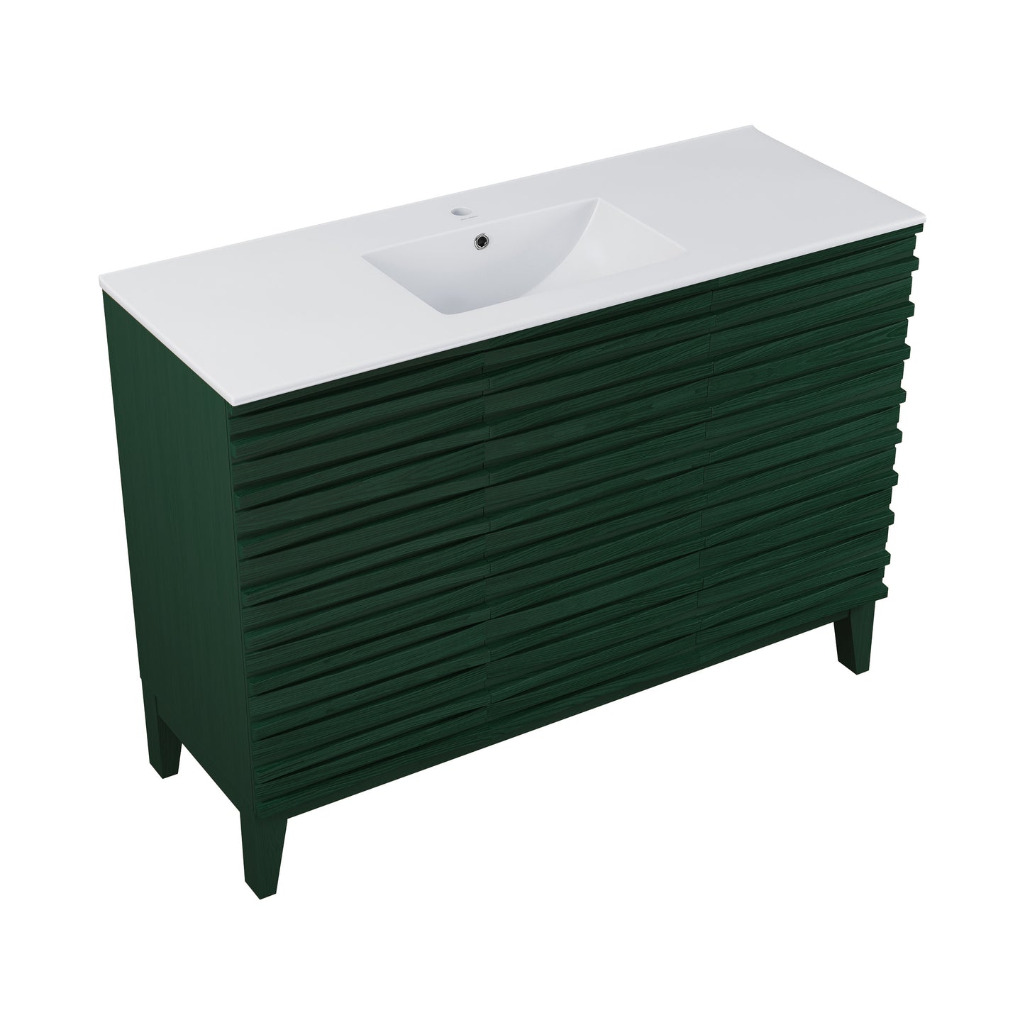 Swiss Madison, Cascade 48" Freestanding Bathroom Vanity in Green Oak with Sink Top