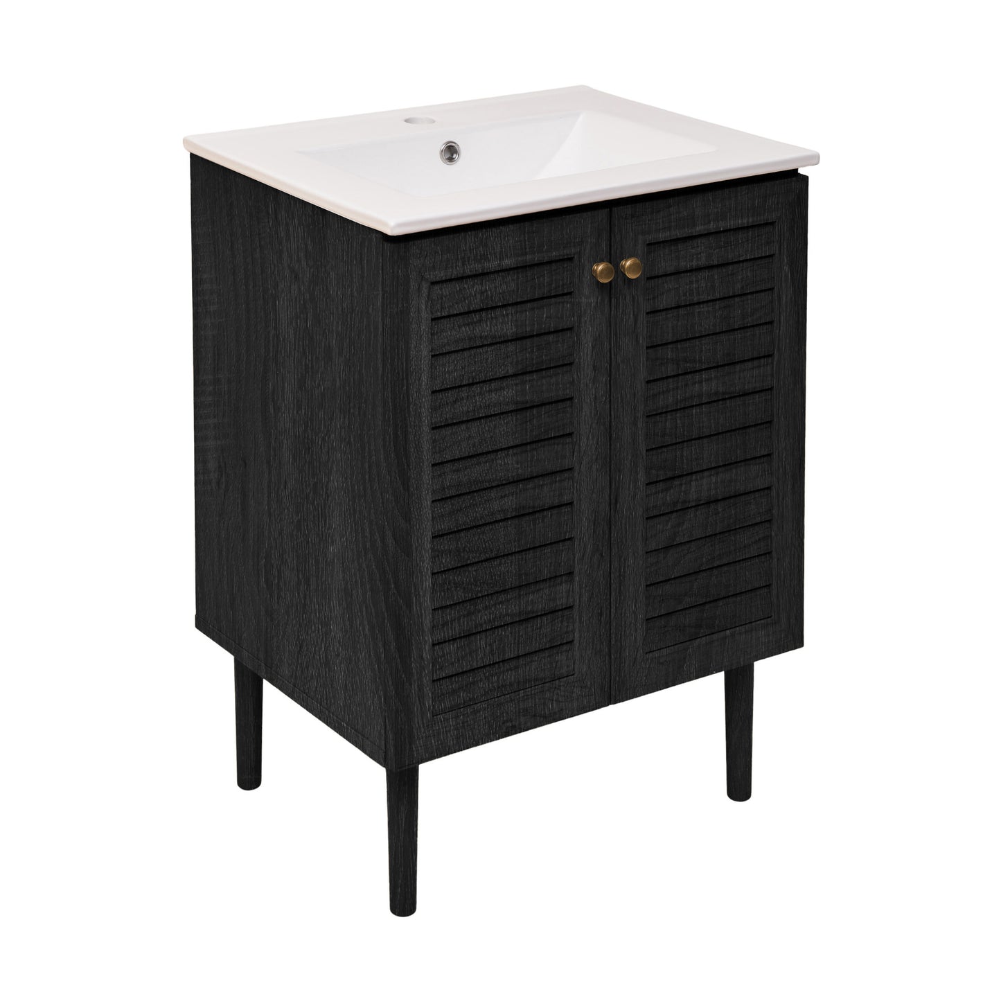 Swiss Madison, Bron 24" Freestanding Bathroom Vanity in Black Oak with Sink Top