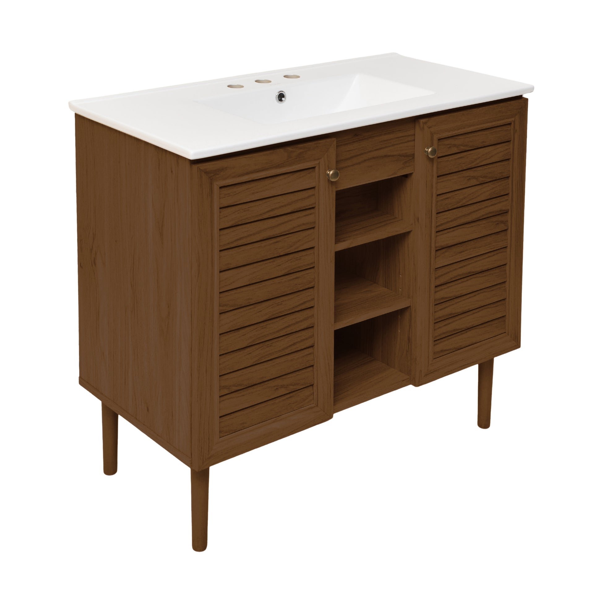 Swiss Madison Bron 36-inch freestanding bathroom vanity in Brown Oak — view 2