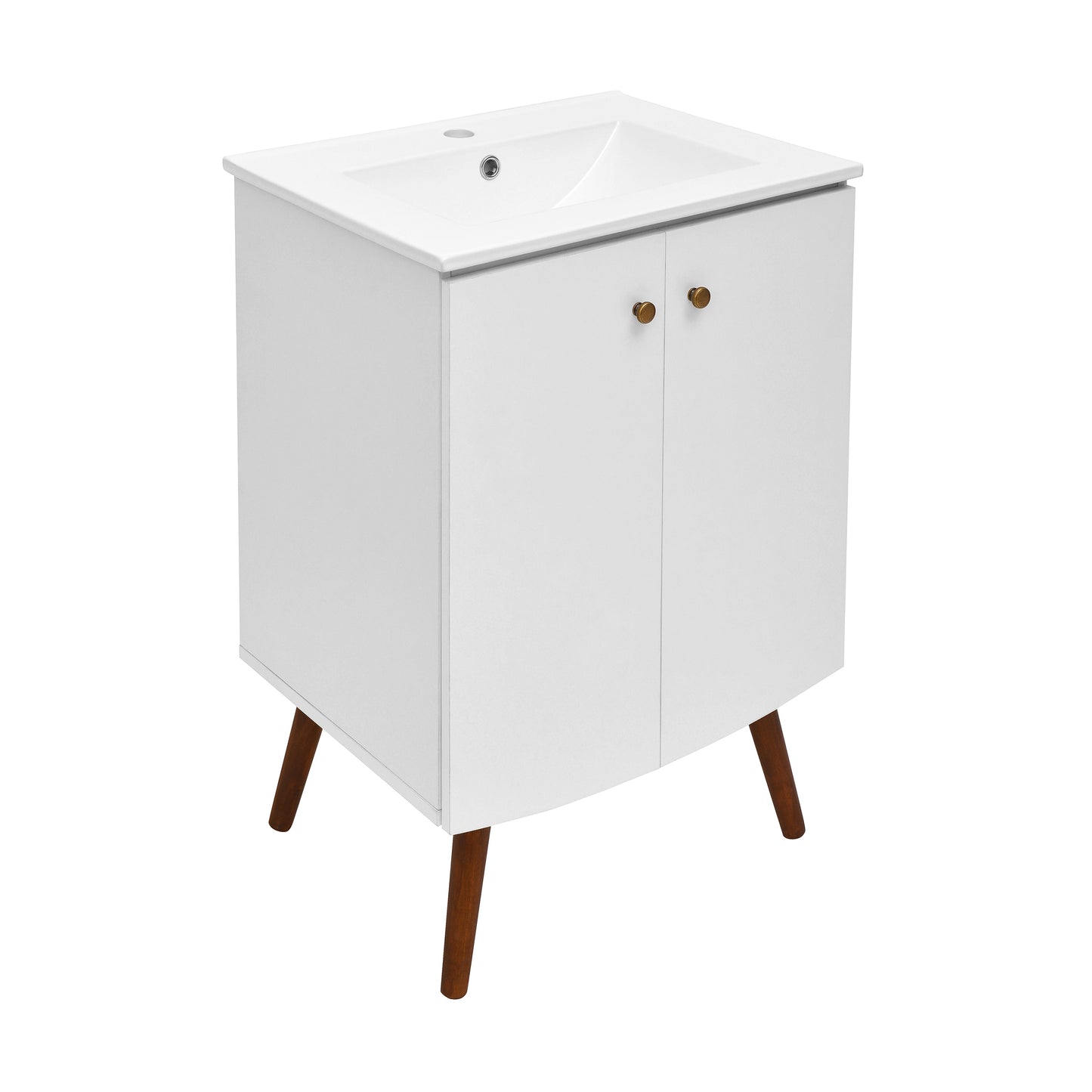 Swiss Madison, Manoir 24" Freestanding Bathroom Vanity in White with Sink Top