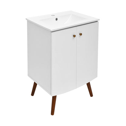 Swiss Madison, Manoir 24" Freestanding Bathroom Vanity in White with Sink Top