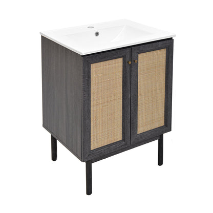 Swiss Madison, Classe 24" Freestanding Bathroom Vanity in Black Oak with Sink Top