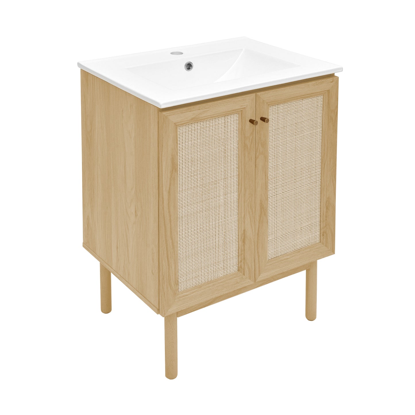 Swiss Madison, Classe 24" Freestanding Bathroom Vanity in Natural Oak with Sink Top