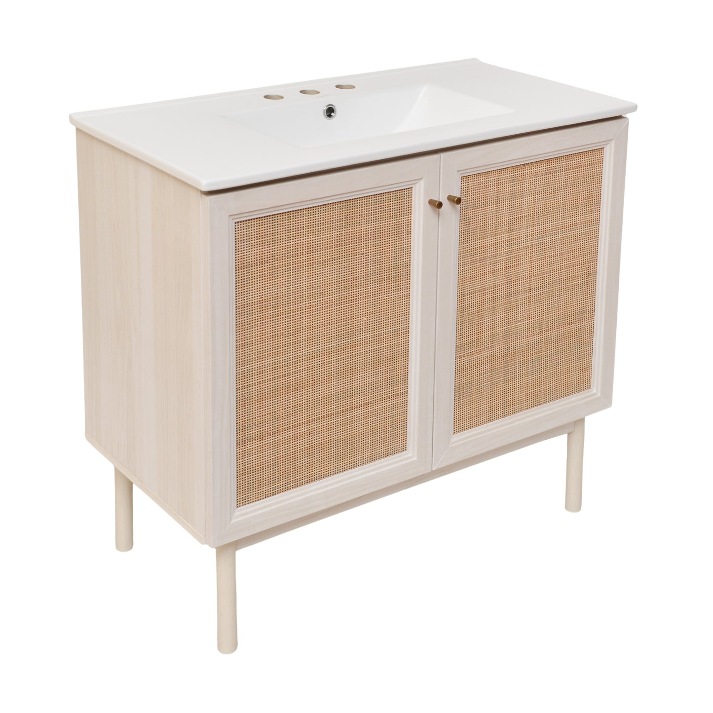 Swiss Madison, Classe 36" Freestanding Bathroom Vanity in White Oak with 3-Hole Widespread Sink Top