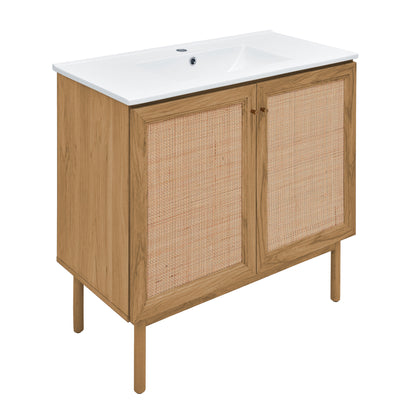 Swiss Madison, Classe 36" Freestanding Bathroom Vanity in Golden Oak with Sink Top