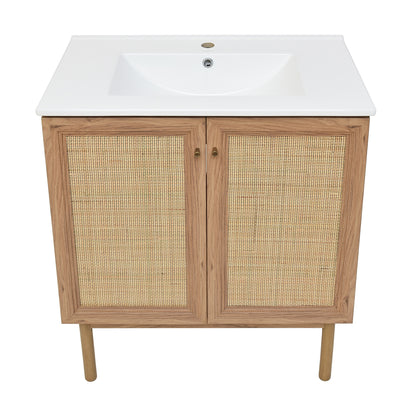 Swiss Madison, Classe 30" Freestanding Bathroom Vanity in Golden Oak with Sink Top