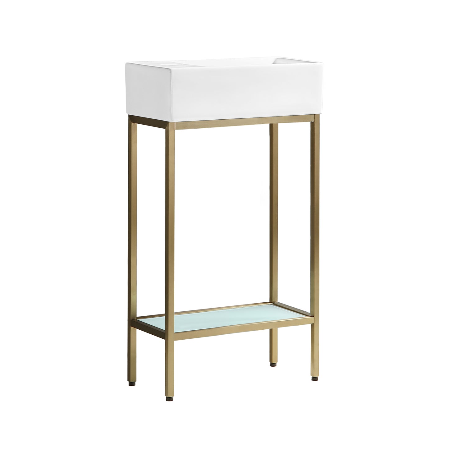Swiss Madison, Pierre 19.5 Single, Freestanding, Open Shelf, Gold Metal Frame Bathroom Vanity
