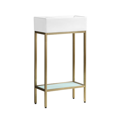 Swiss Madison, Pierre 19.5 Single, Freestanding, Open Shelf, Gold Metal Frame Bathroom Vanity