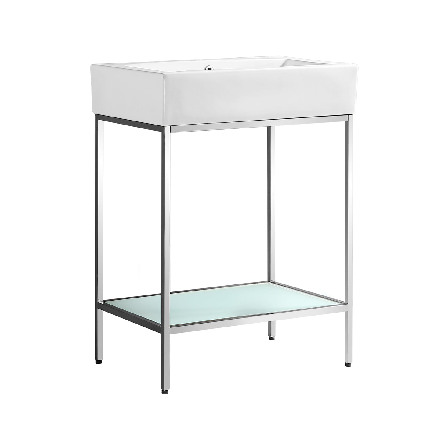 Swiss Madison, Pierre 24 Single, Freestanding, Open Shelf, Chrome Metal Frame Bathroom Vanity