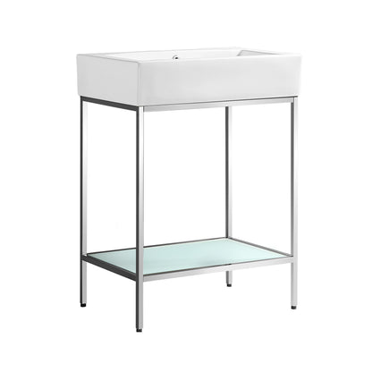 Swiss Madison, Pierre 24 Single, Freestanding, Open Shelf, Chrome Metal Frame Bathroom Vanity