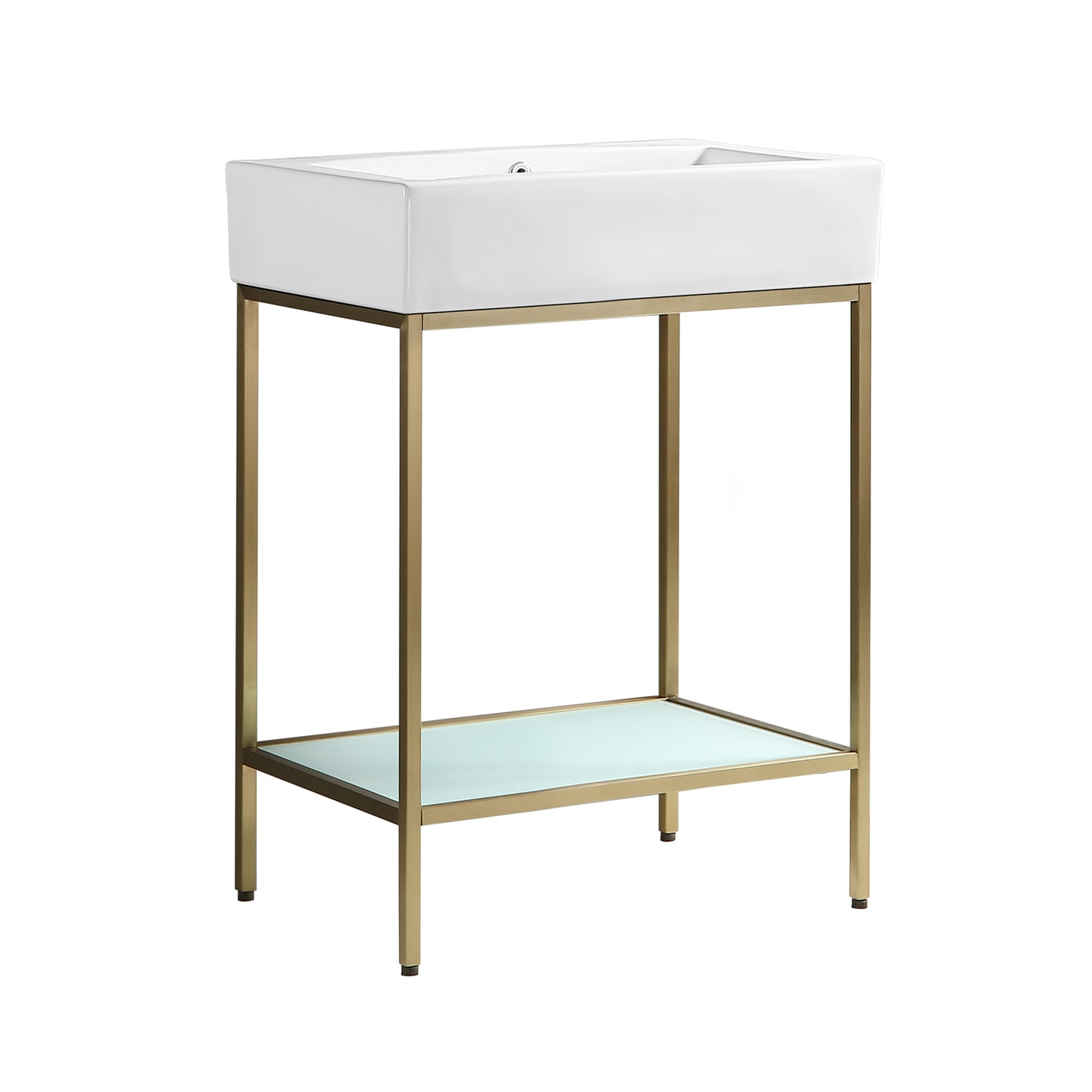 Swiss Madison, Pierre 24 Single, Freestanding, Open Shelf, Gold Metal Frame Bathroom Vanity