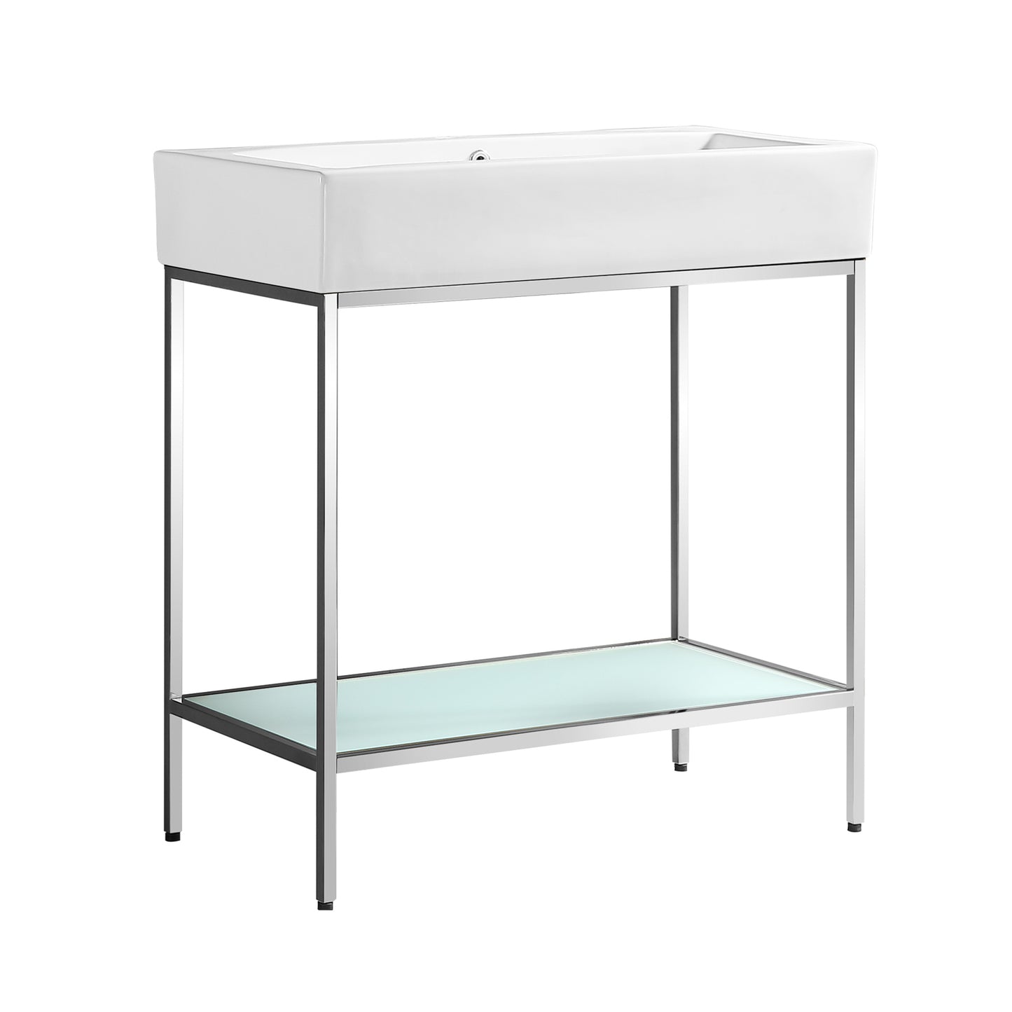 Swiss Madison, Pierre 32 Single, Freestanding, Open Shelf, Chrome Metal Frame Bathroom Vanity