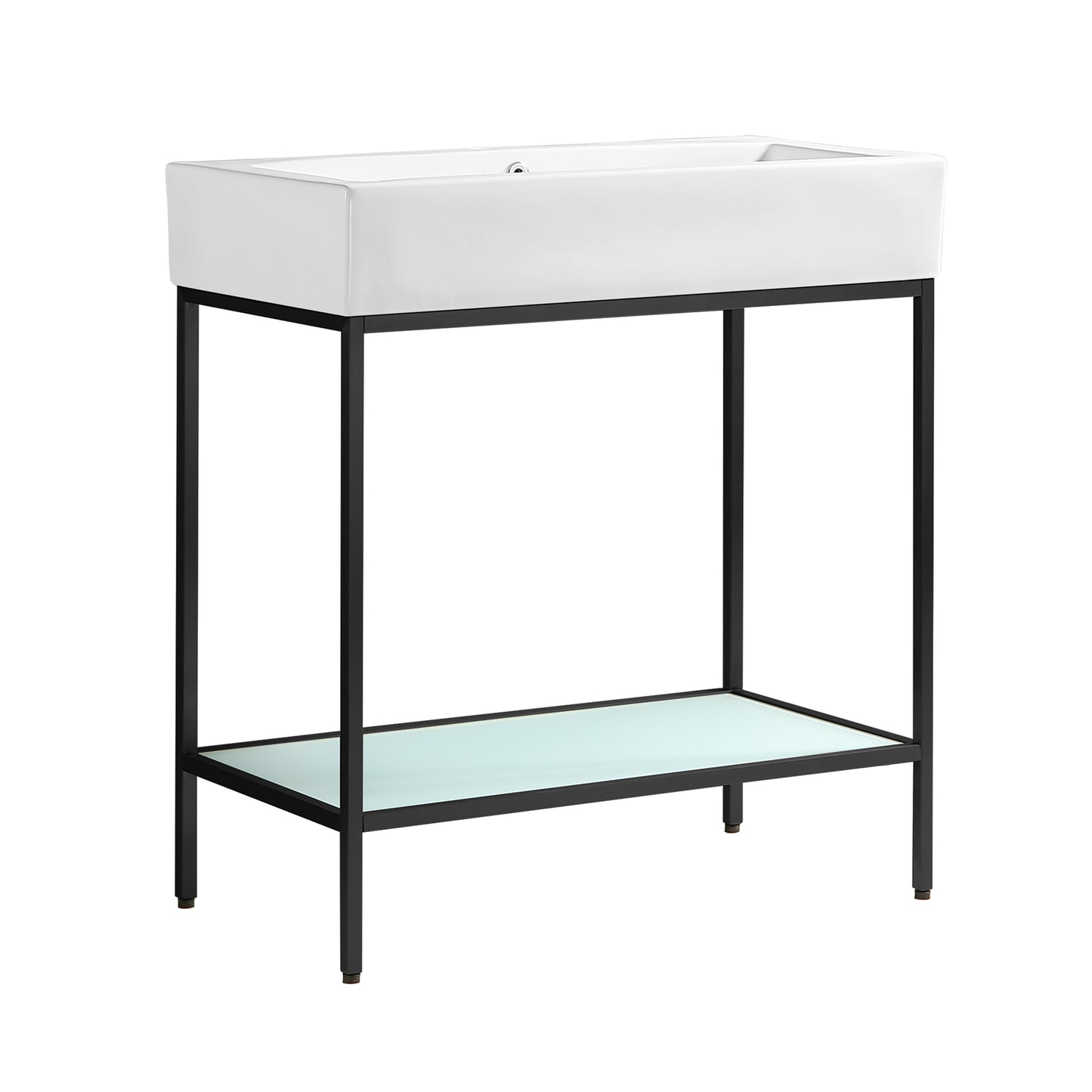 Swiss Madison, Pierre 32" Open Shelf Black Frame Freestanding Bathroom Vanity with Sink Top
