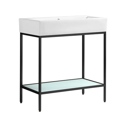 Swiss Madison, Pierre 32" Open Shelf Black Frame Freestanding Bathroom Vanity with Sink Top