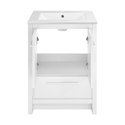 Swiss Madison, Virage 24" Freestanding Bathroom Vanity in White with Sink Top