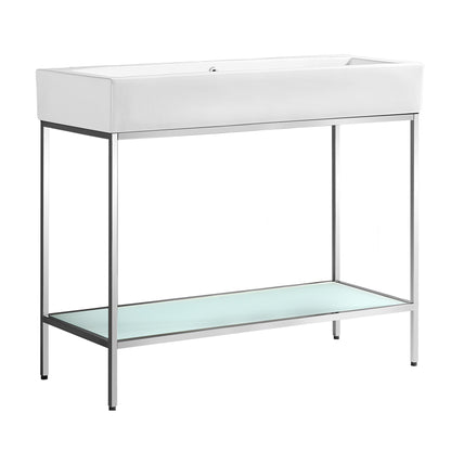 Swiss Madison, Pierre 40 Single, Freestanding, Open Shelf, Chrome Metal Frame Bathroom Vanity