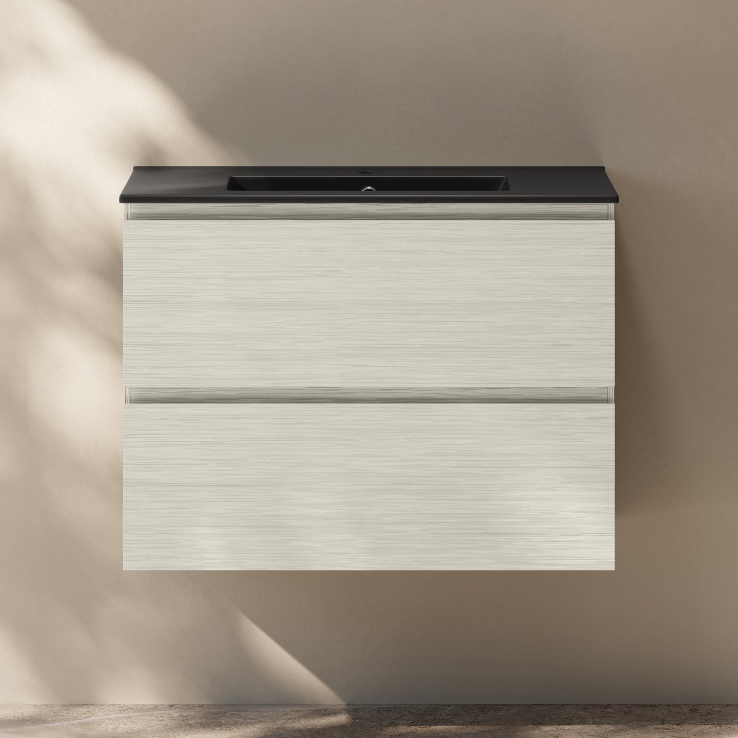 Swiss Madison, Liberte 30" Wall-Mounted Bathroom Vanity in White Oak with Black Sink Top