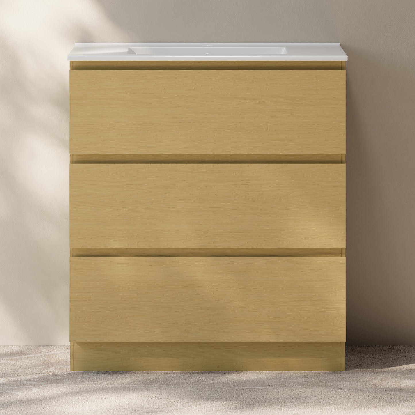 Swiss Madison, Liberte 30" Freestanding Bathroom Vanity in Natural Oak with Sink Top