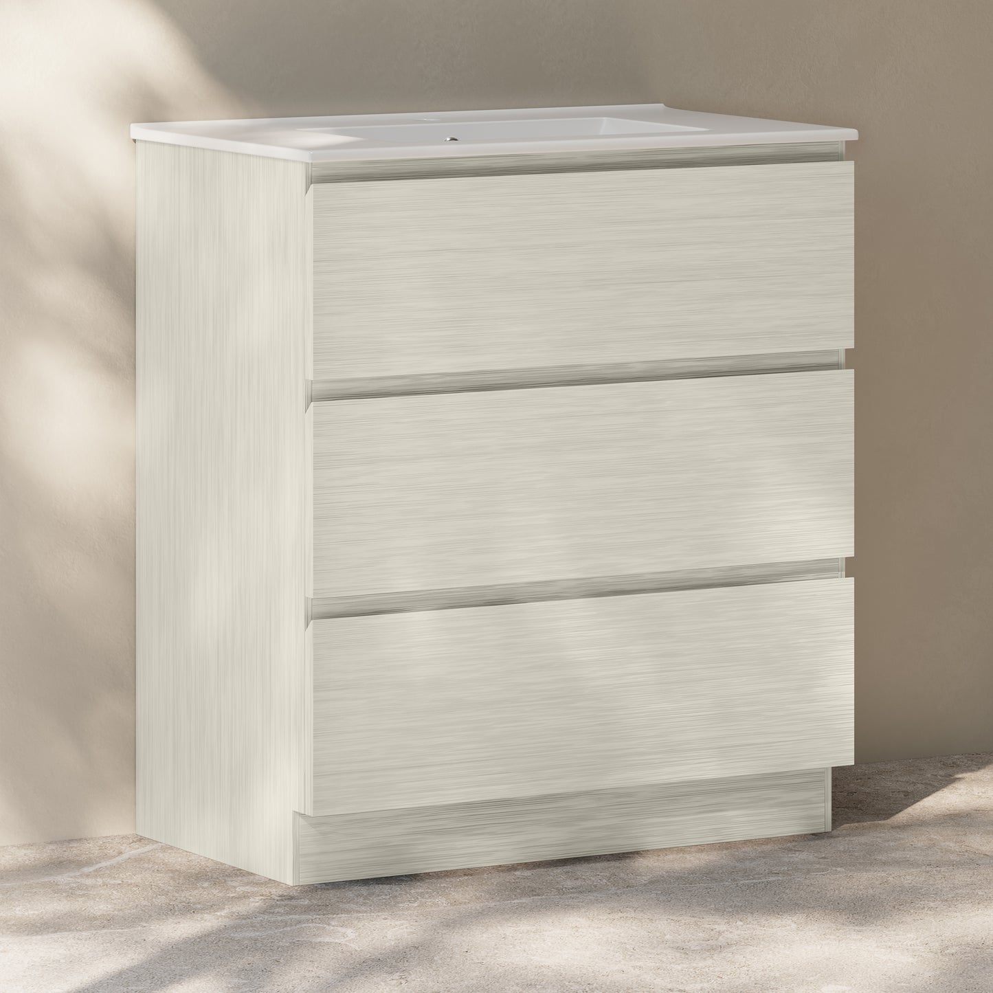 Swiss Madison, Liberte 30" Freestanding Bathroom Vanity in White Oak with Sink Top