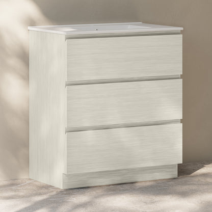 Swiss Madison, Liberte 30" Freestanding Bathroom Vanity in White Oak with Sink Top