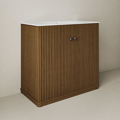 Swiss Madison Lafayette 36-inch freestanding bathroom vanity in Brown Oak — view 2
