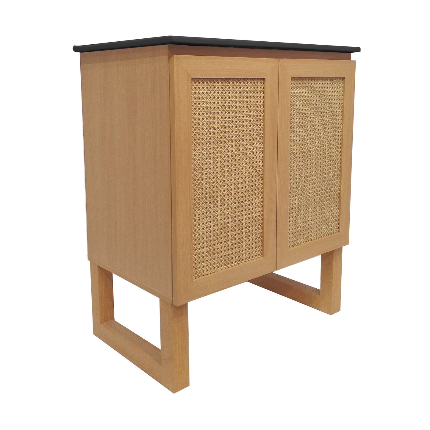 Swiss Madison, Arles 30 in. Natural Oak Bathroom Vanity With Black, 3-Hole Ceramic Sink Top