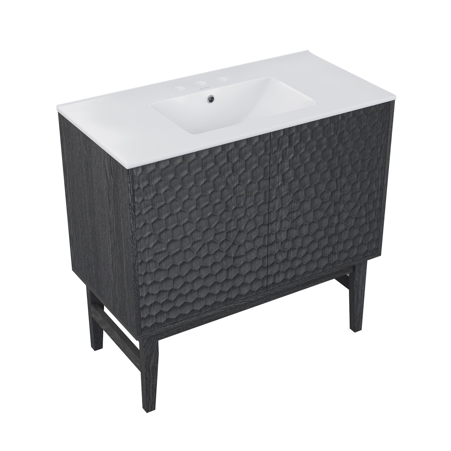 Swiss Madison, Bosse 36" Freestanding Bathroom Vanity in Black Oak with 3-Hole Widespread Sink Top