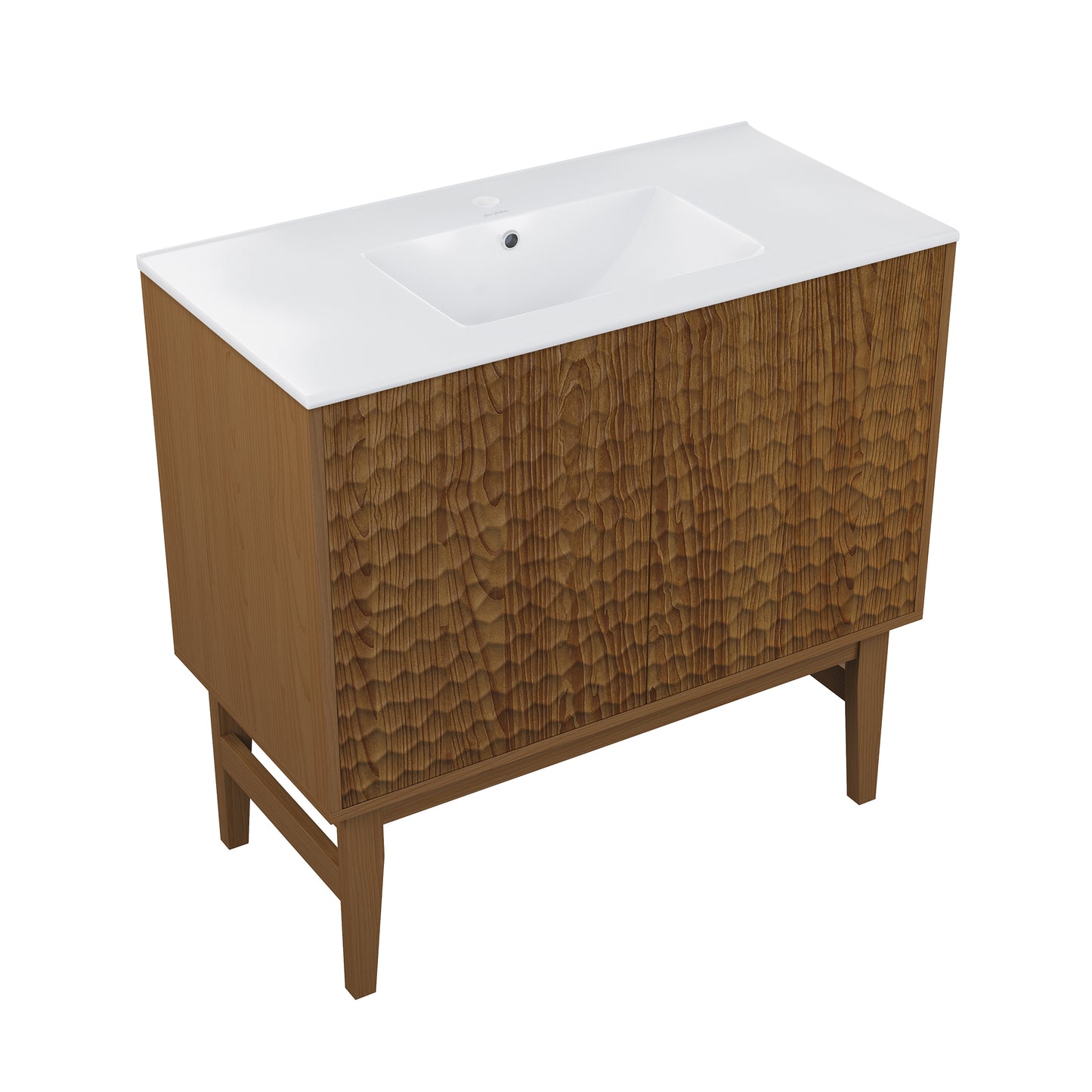 Swiss Madison, Bosse 36" Freestanding Bathroom Vanity in Brown Oak with Sink Top