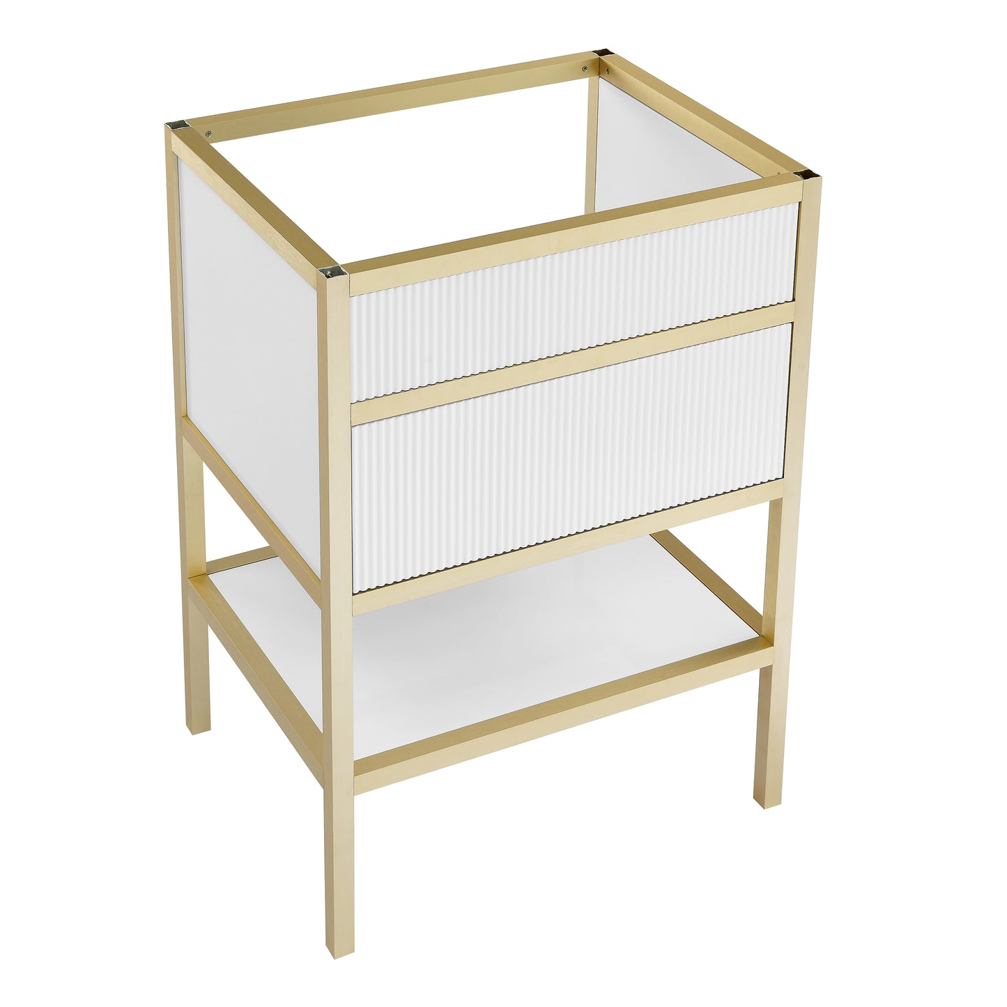 Swiss Madison, Cache 24 Freestanding, Bathroom Vanity in White and Gold Cabinet Only