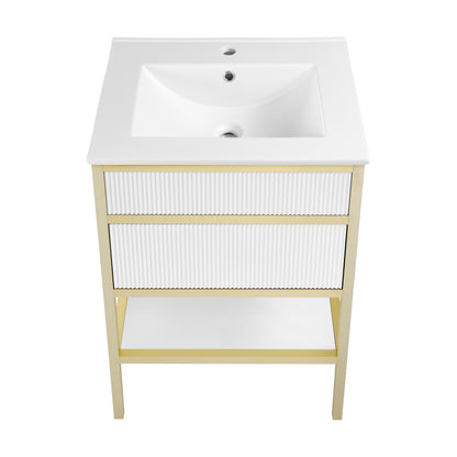 Swiss Madison, Cache 24" Freestanding Bathroom Vanity in White with Sink Top