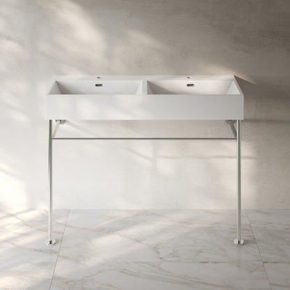 Swiss Madison, Claire 48" Double Basin Console Sink with Polished Chrome Legs