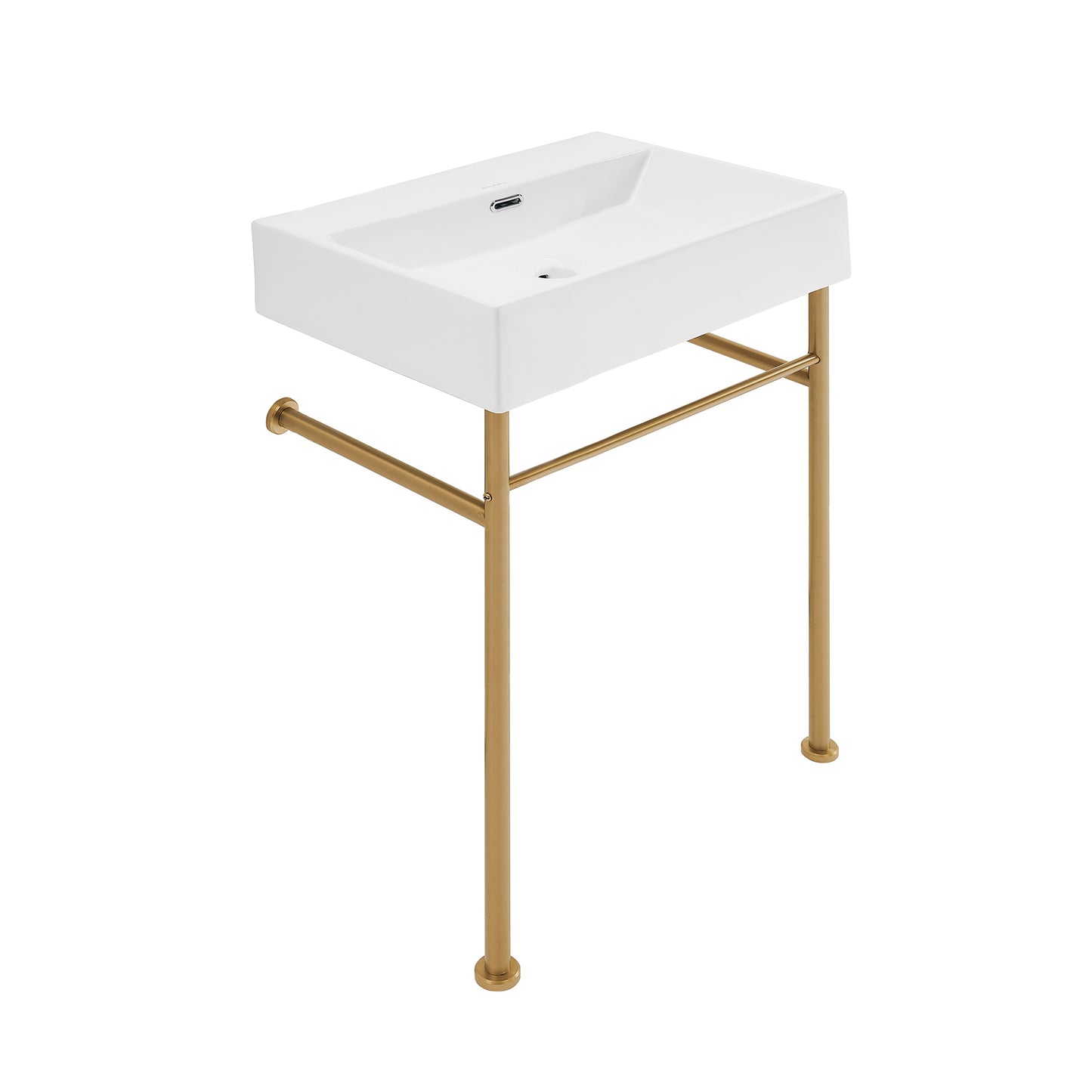 Swiss Madison, Claire 24" Rectangle Zero Hole Console Sink with Brushed Gold Legs