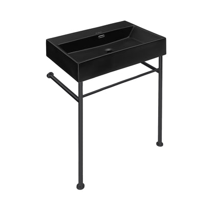 Swiss Madison, Claire 24" Rectangle Matte Black Zero Hole Console Sink with Matte Black Legs