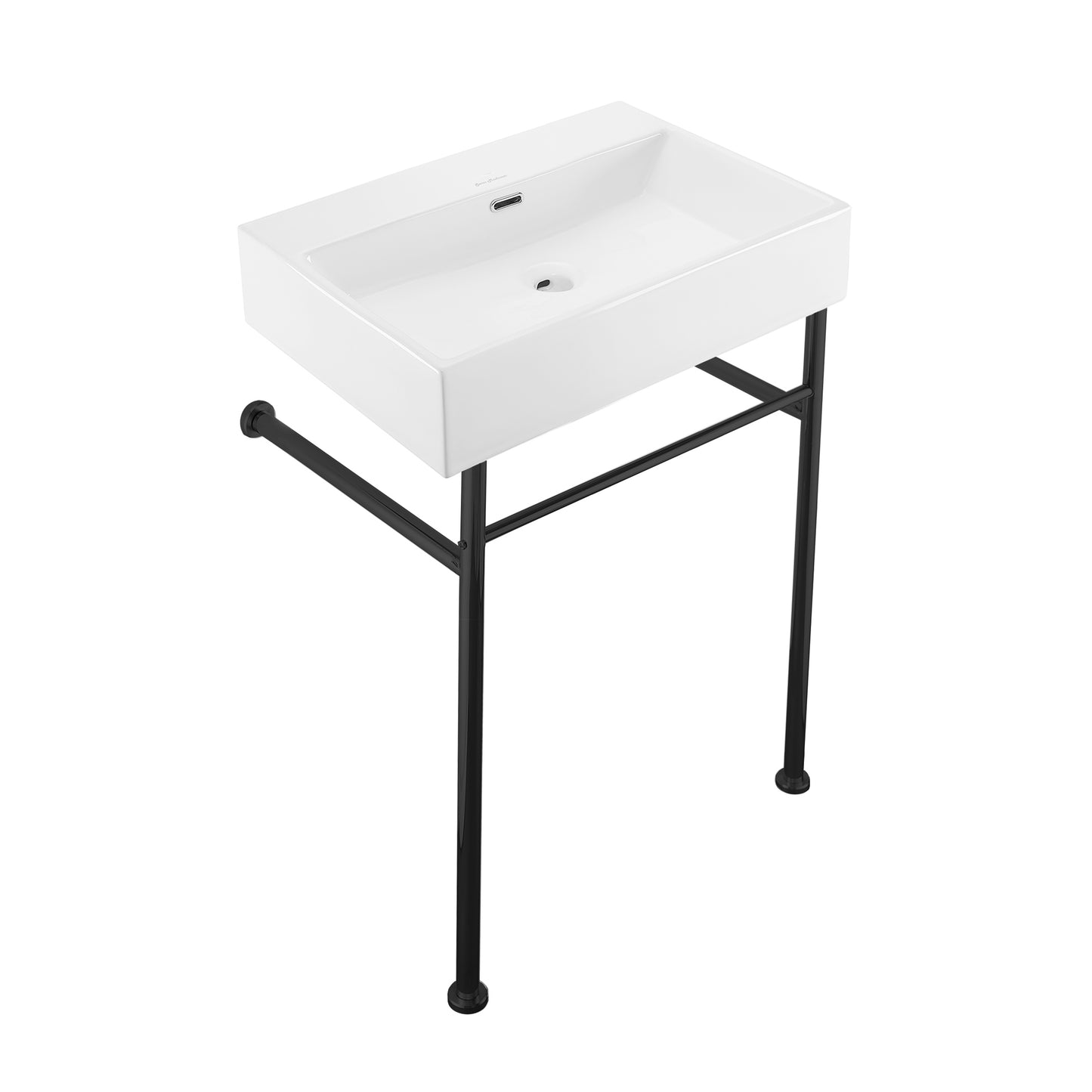 Swiss Madison, Claire 24" Rectangle Zero Hole Console Sink with Matte Black Legs