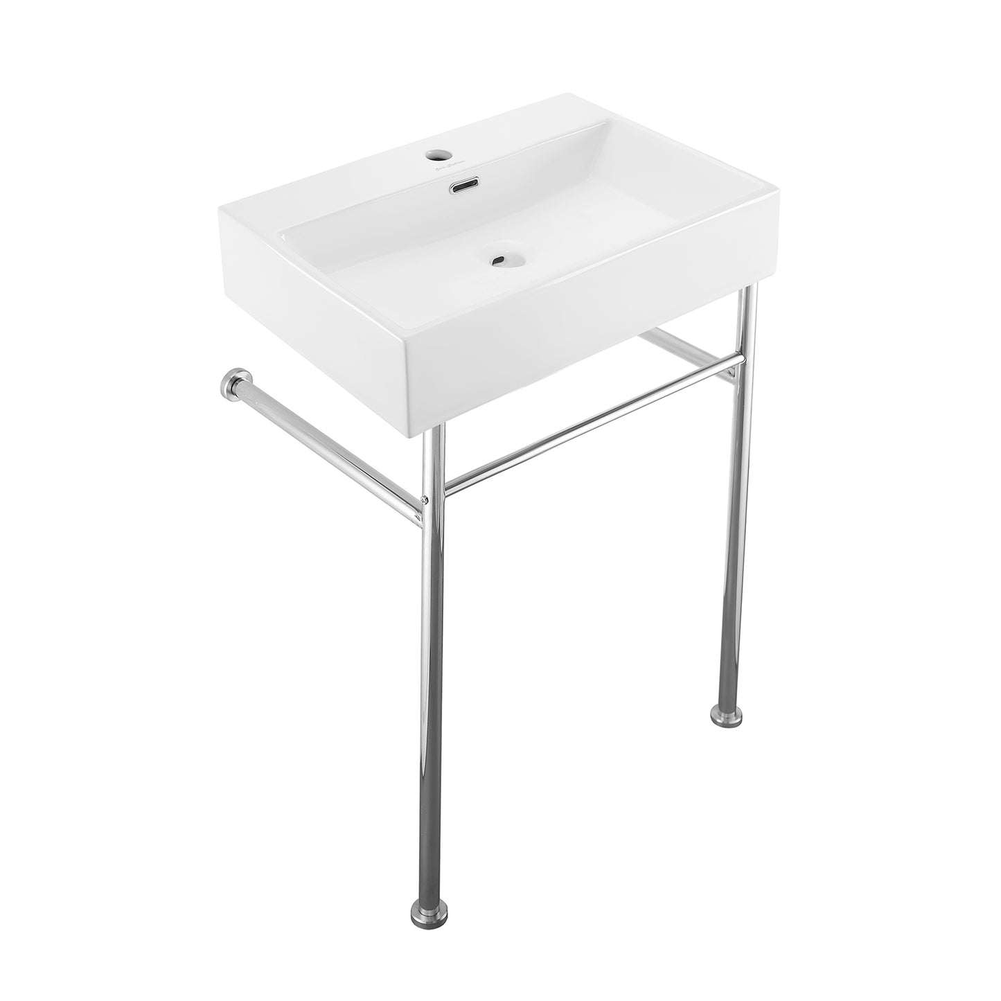Swiss Madison, Claire 24 Ceramic Console Sink White Basin Chrome Legs