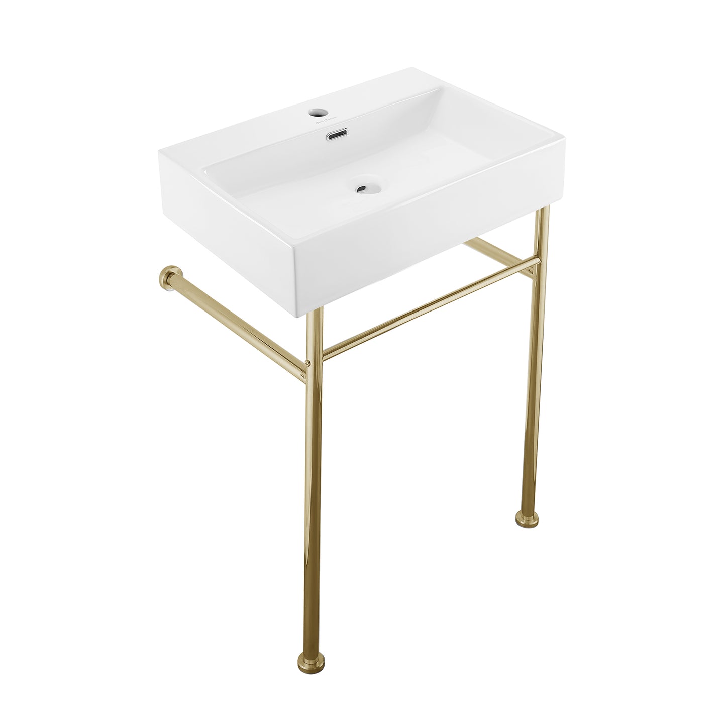 Swiss Madison, Claire 24 Ceramic Console Sink White Basin Gold Legs