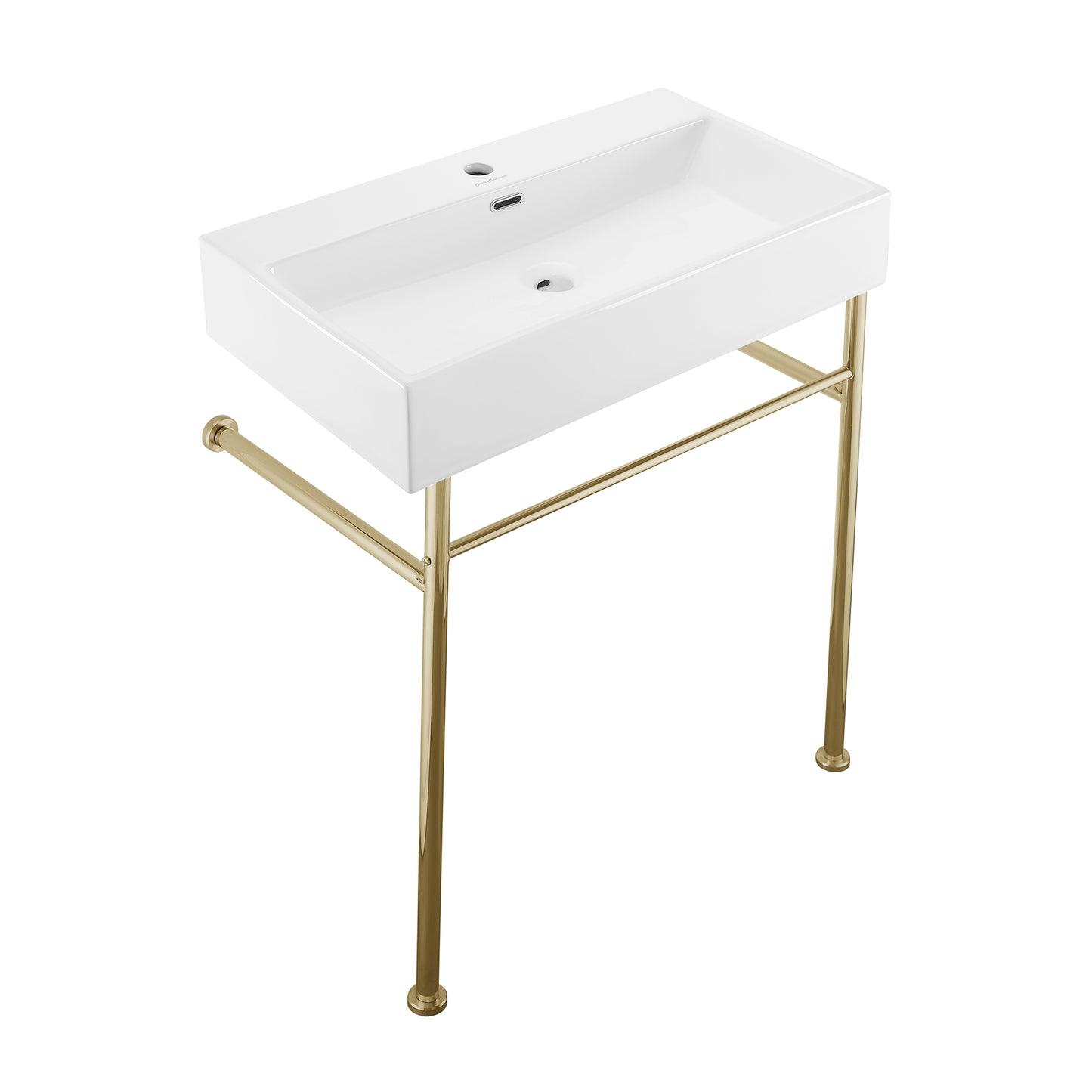 Swiss Madison, Claire 30 Ceramic Console Sink White Basin Gold Legs