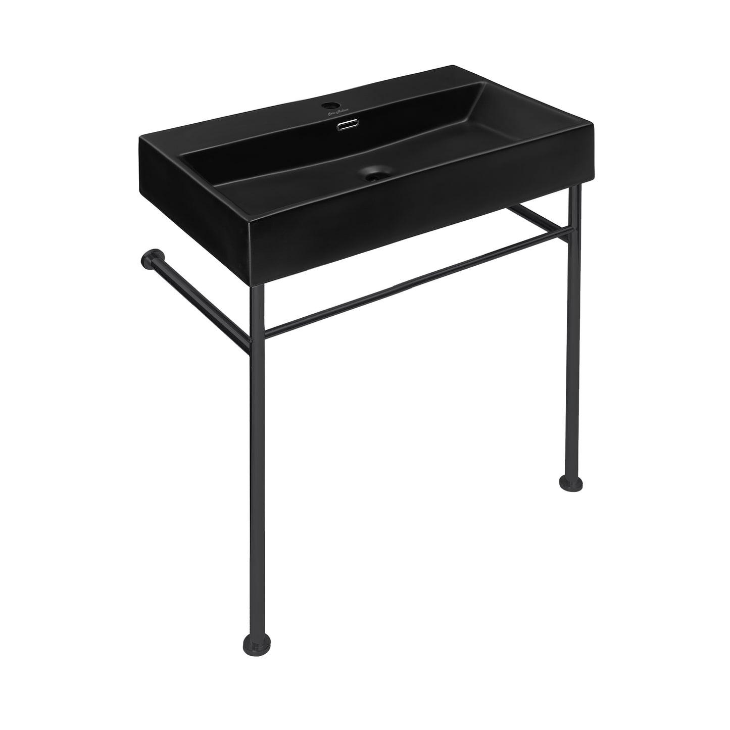 Swiss Madison, Claire 30 Ceramic Console Sink Matte Black Basin Black Legs