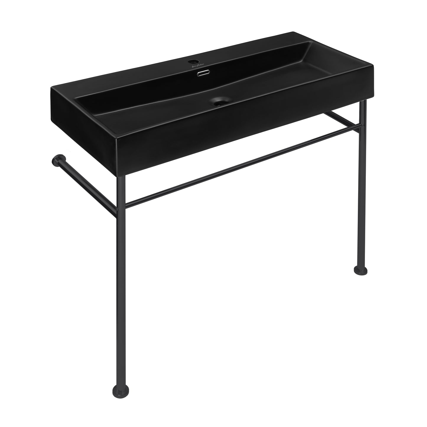 Swiss Madison, Claire 40 Ceramic Console Sink Matte Black Basin Black Legs
