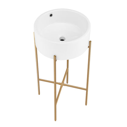 Swiss Madison, Monaco 16.5" Round Console Sink, White Basin Brushed Gold Legs